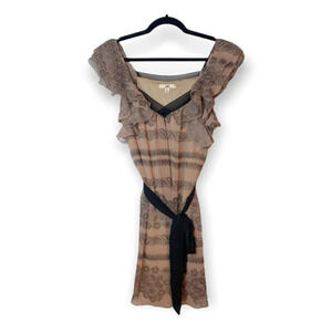 Ya  Los Angeles Silk Paisley Ruffle Sleeve Dress